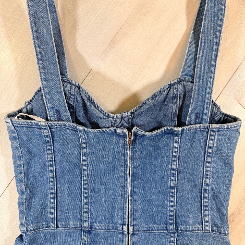 GRLFRND Gianna Denim Sweetheart Neck Bustier Midi Charmed Life Blue Dress Size S - Picture 4 of 16